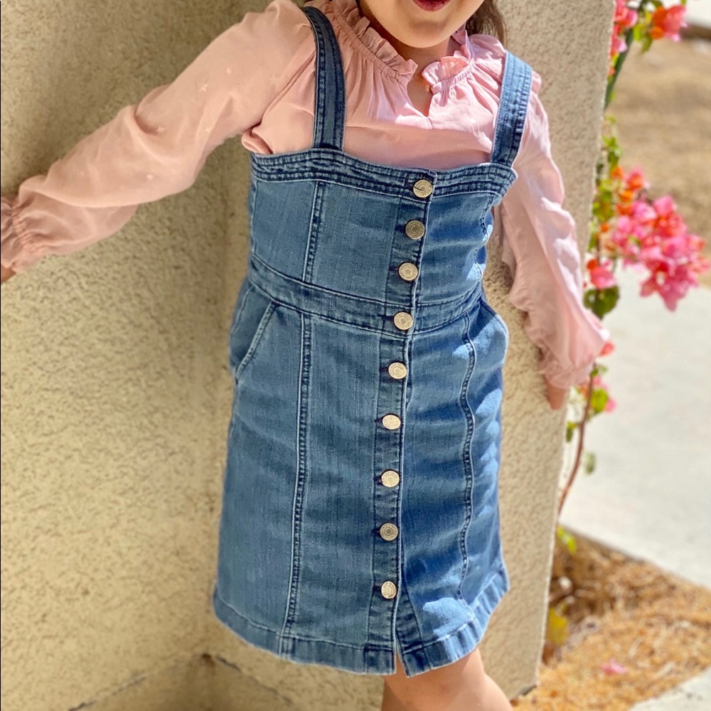 Girls Jean Button-up Overall dress